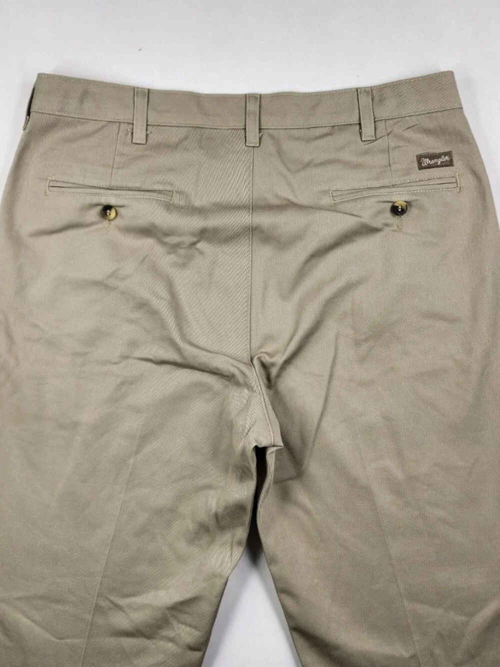 Wrangler Riata Mens 35x32 Khaki Tan 100% Cotton Western Pants 94KH Pleated Flaw